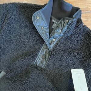 Athleta‎ $149 NWT Cozy Sherpa Snap Sweatshirt Black Small